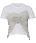 플레어업(FLAREUP) Bustier Layered T-Shirt (FL-122_White&Beige)