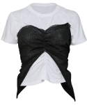 플레어업(FLAREUP) Bustier Layered T-Shirt (FL-122_White&Black)