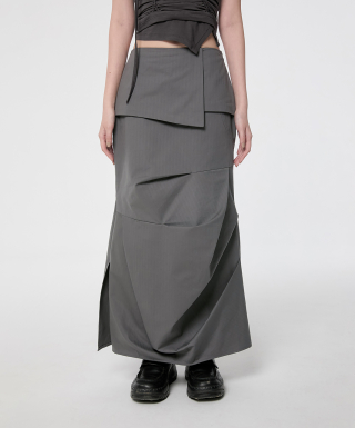 플레어업(FLAREUP) Drape Layered Maxi Skirt (FL-238...
