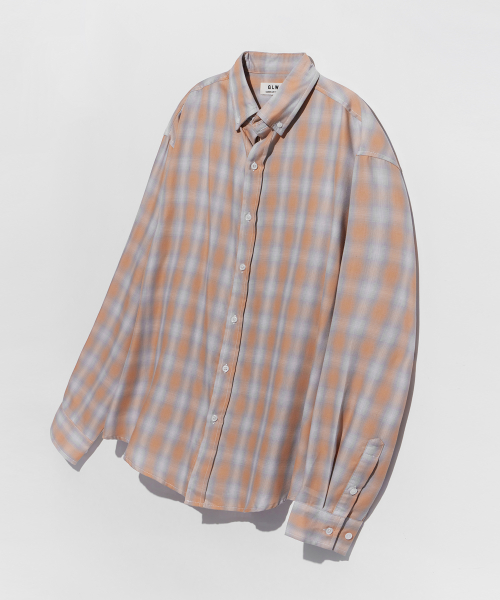 Musinsa Glw Oversized Ombre Checkered Shirt Orange