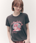 엠블러(AMBLER) [엠블러X벨리곰] y2k belly  크롭 반팔 티셔츠 BS301 (다크그레이)