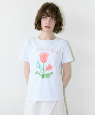 시눈(SINOON) [무료반품] Tulip Flower T-Shirt (Whi...