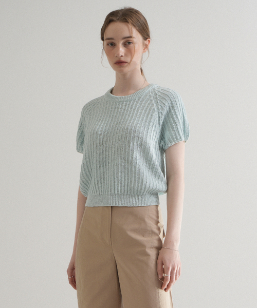 MUSINSA VLETI Summer Round Shirring Half Knit Mint