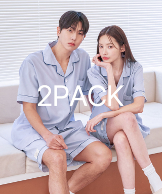 도씨(DOSSY) [2PACK] 실크핏 에센셜 반팔 커플 잠옷 세트