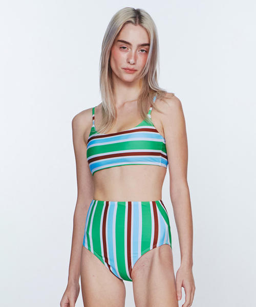 MUSINSA DELIGHTPOOL Sunburst Stripe BIKINI Bottom Clover Green