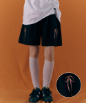 엠블러(AMBLER) Ribbon shorts 버뮤다 원턱 스웨트 숏츠 반바지 ASP701 (블랙)