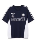 밴웍스(VANNWORKS) 스포티 블록코어 브이넥 반팔 티셔츠 (VS0033) 네이비