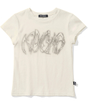 낫포너드(NOT4NERD) W Blur Boomerang Logo T-Shirts - Ivory