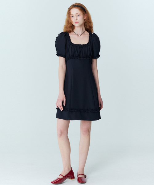 MUSINSA公式 OPENING SUNSHINE Frill mini dress black