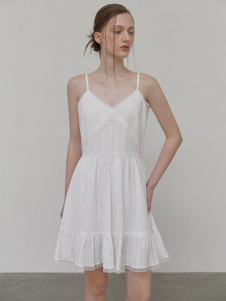 에트몽(ETMON) Slip Lace Mini Dress, White
