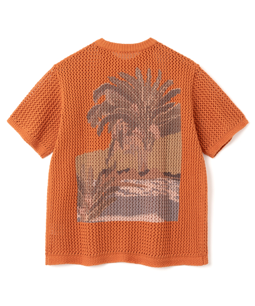 Musinsa Knitted Palm Tree Cotton Pocket Round Knitwear Orange