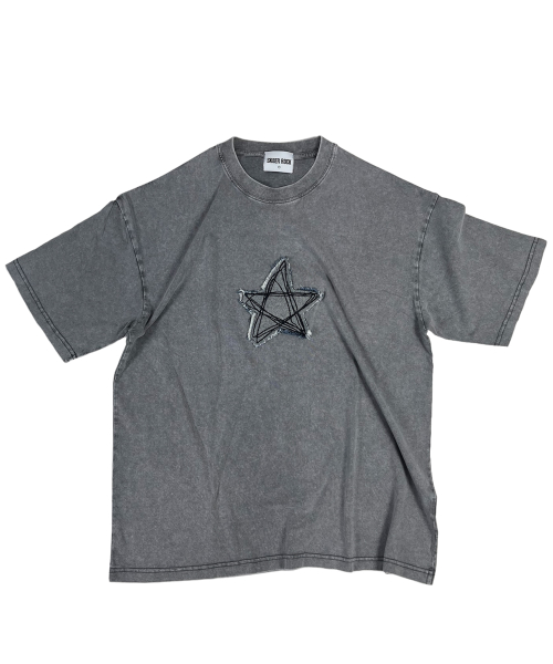 Musinsa Sk Er Rock Doodle Star Pigment Half Sleeve T Shirt Gray