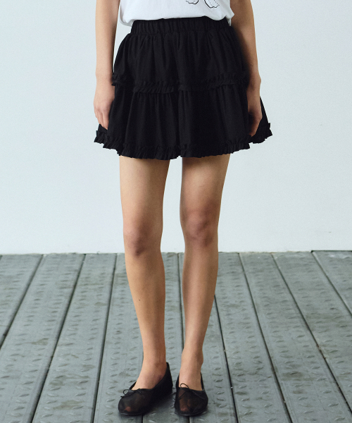 Musinsa Nick Nicole Trendy Ruffle Mini Skirt Black