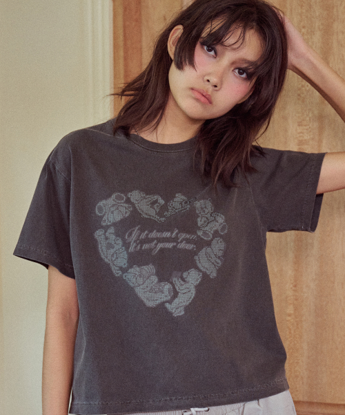 Musinsa Cpgn Studio Heart Bear Pigment Cropped Short Sleeved T