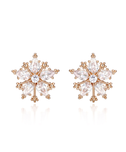 14K GF Snowflake Radiant Flower Earrings C24EGF072