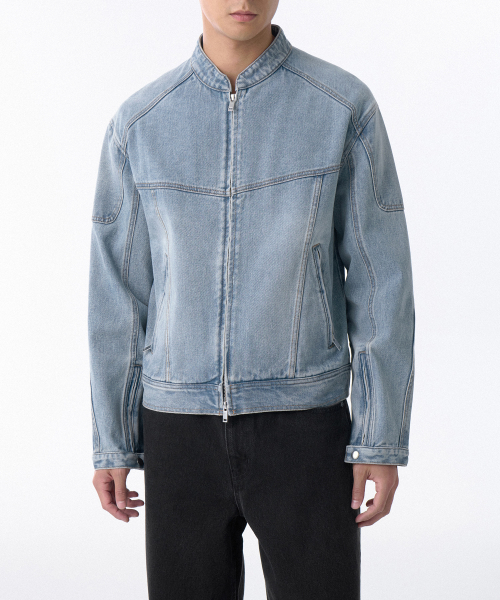 MUSINSA公式 MUSINSA STANDARD Denim Paneled Racer Jacket Sky Blue