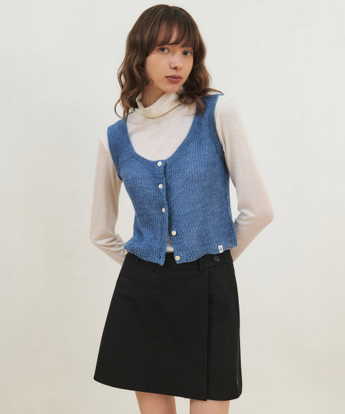 Musinsa Citybreeze Woman Mohair Wool Knit Vest Top Blue