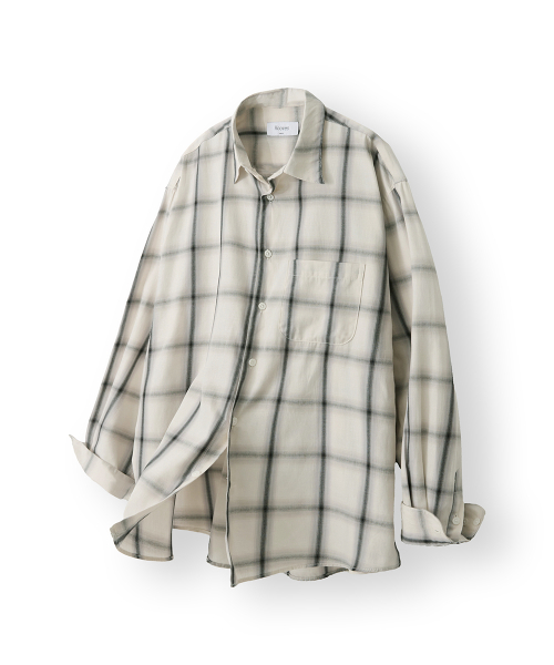 Musinsa Hooves Ombre Grid Check Shirt Ivory