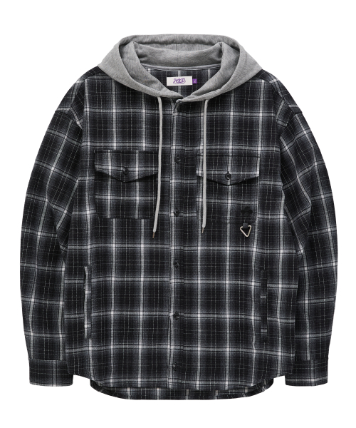 MUSINSA HOODHOOD HD Check Hooded Shirt Black