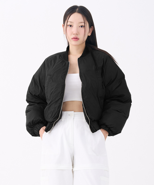 Musinsa Fdr Reversible Glossy Crop Short Puffer Black