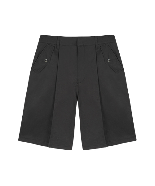 Bermuda pleated pants black