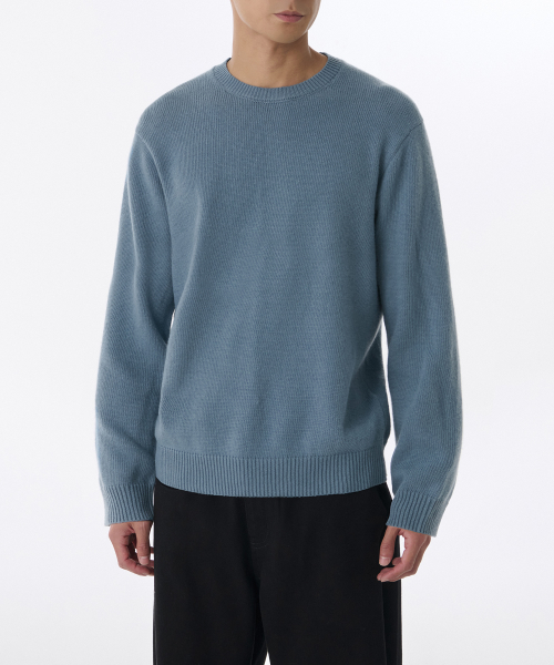 MUSINSA公式 MUSINSA STANDARD Essential Crew Neck Knit Blue Grey