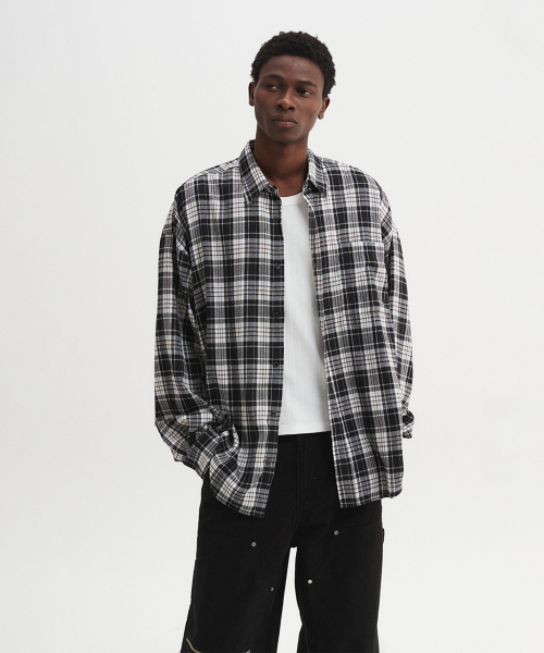 Musinsa Dnsr Oversized Flannel Check Shirt Black