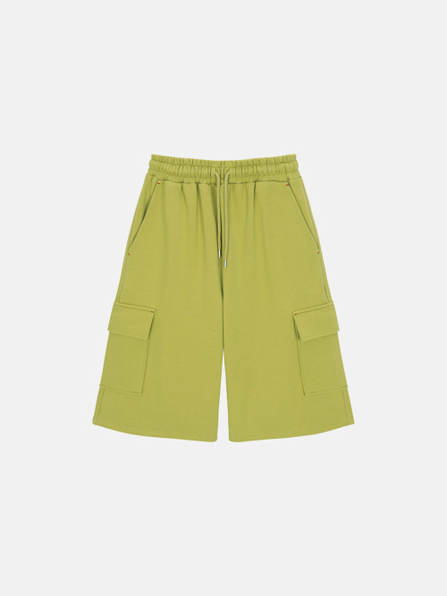 [UNISEX] BARTACK STITCH POCKET SHORTS - OLIVE