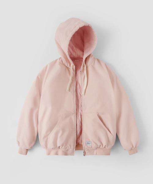 Musinsa Oro Washed Cotton Work Hooded Jacket Baby Pink