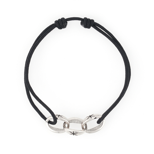 Silver-coated shining chain string knot bracelet (C2403AC1209_BK)