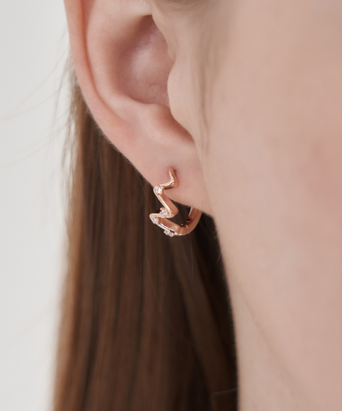 14K Goldpin Line One-Touch Ring Earrings C24EGP208