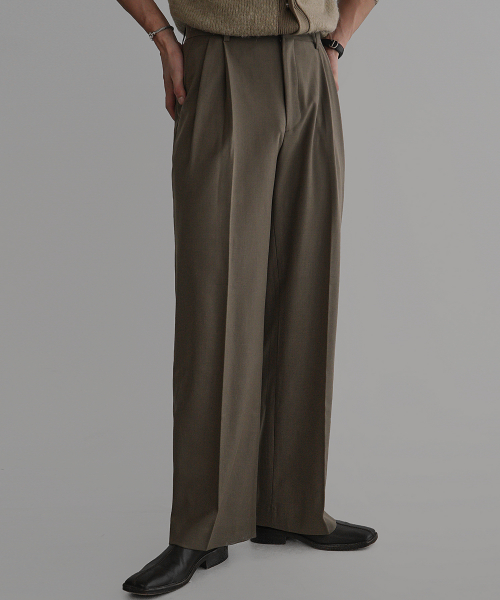 Wool TR Wide Slacks [Moka Beige]