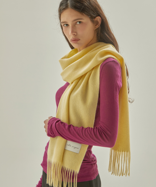 [Gift Box]_Lambswool 100 Scarf_Butter Yellow_Unisex