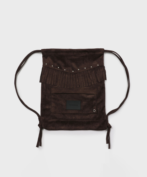 MUSINSA SLOW RECORD HOUSE Suede Fringe Gym Sack Brown