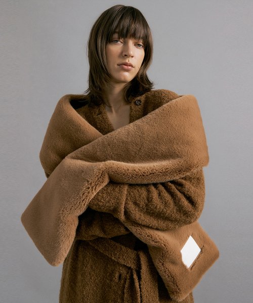THEO Two-Way Fur & Padded Long Muffler [Brown]