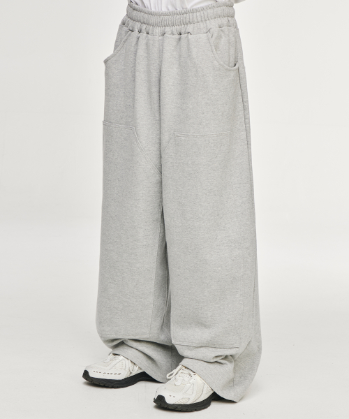 Double Knee Training Pants [Melange Gray]