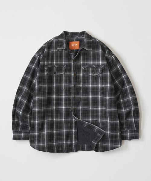 MUSINSA TAKEASY Boa Flannel Shirt Charcoal Black