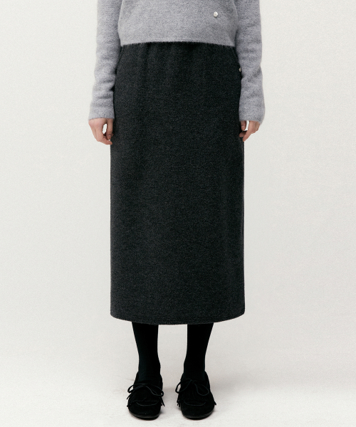 MUSINSA公式 LOEIL Plain Knit Banding Skirt Charcoal