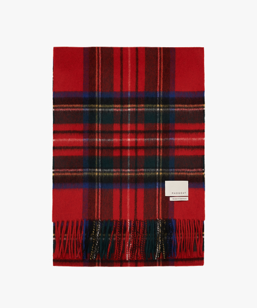 Cashmere Woven Tartan Check Scarf_Red Green