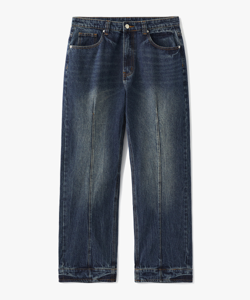 MUSINSA SUARE Turn Up Denim Pants Deep Blue