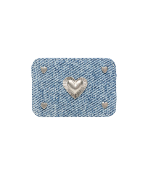 MUSINSA LEMASQUE Pie Heart Slim Card Wallet Denim