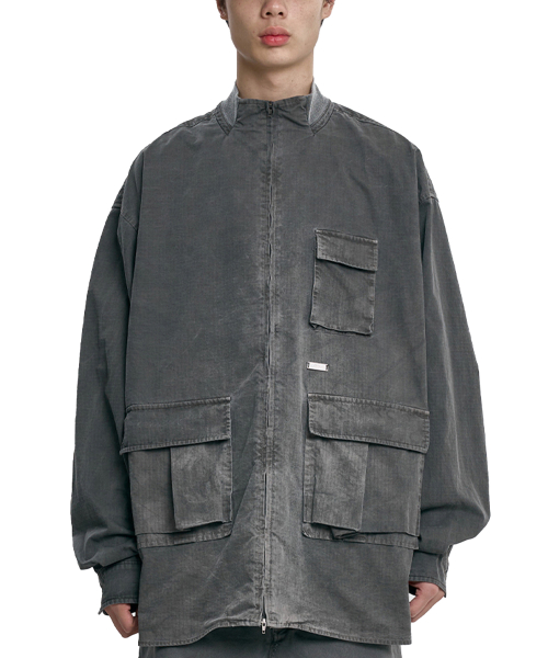 Musinsa Ajobyajo Ribstop Washed Cargo Shirt Jacket Charcoal