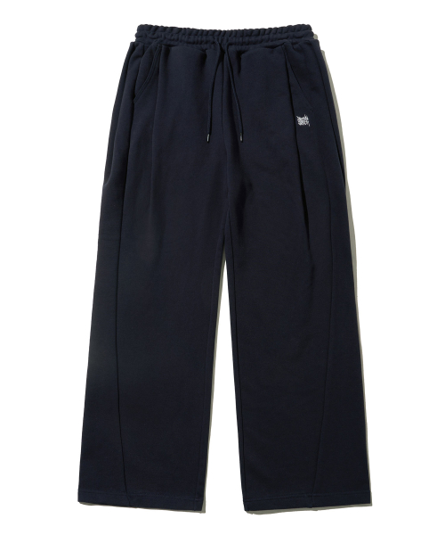 TWO TUCK WIDE TAG SWEAT PANTS - NAVY
