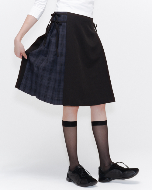 Musinsa Miseki Seoul Side Bow Pleats Midi Skirt Black