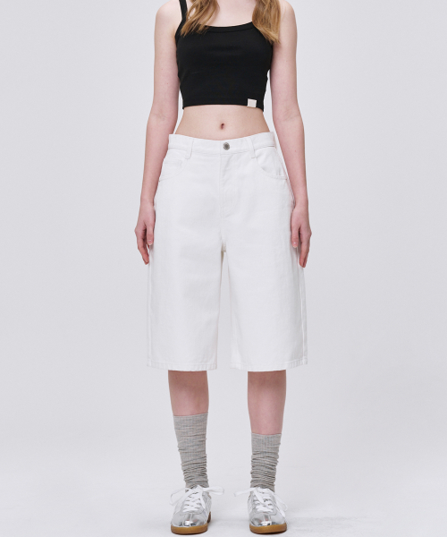 Musinsa Maloupe Regular Half Denim Pants White