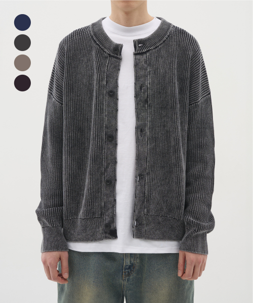 MUSINSA公式 XERO Vintage washed round neck cardigan