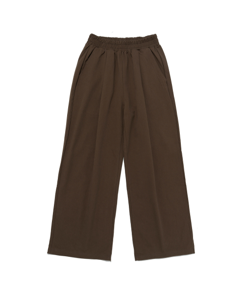 Cotton Pintuck Wide Pants (Brown)