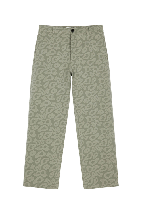 LEOPARD COTTON PANTS IN KHAKI