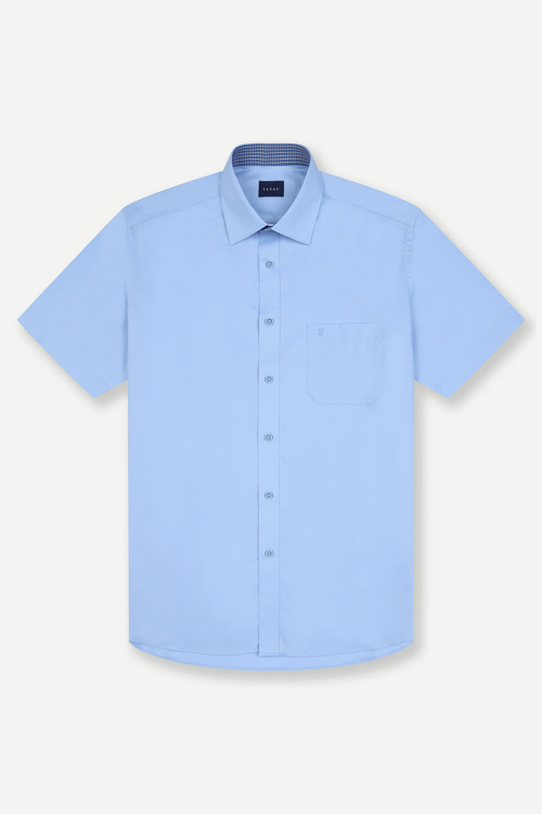 Asian color-block cotton wrinkle-resistant regular fit shirt blue YJEMBR203BL