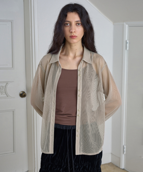 Sheer Mesh Shirt / Beige